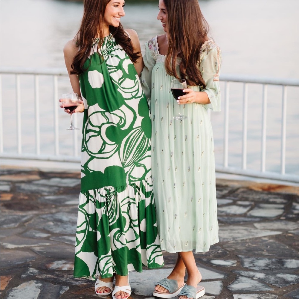 Green and white Laroque dress